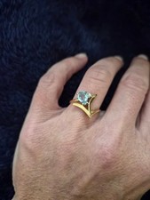 14k white and yellow gold aquamarine and diamond ring