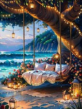 Beach Diamond Art Kits for Adults, 5D Seaside Diamond Painting Kits for Beginne