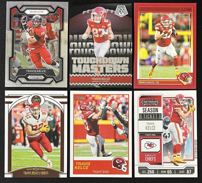 6 Card Football Lot Travis Kelce Kansas City Chiefs Insert , Red Parallel & More