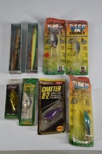 8 Vintage Bass Lures NIP Lury Jensen Deep Secret Chatter B-2 Brush Baby Rapala