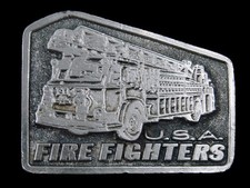 SK01128 VINTAGE 1970s U.S.A FIRE FIGHTERS COMMEMORATIVE BELT BUCKLE