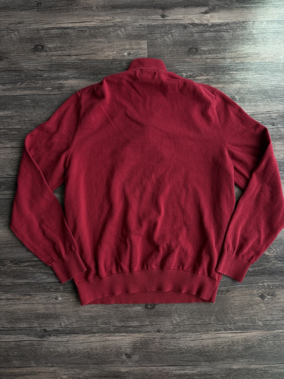 Nautica Men’s Quarter-Zip Sweater Red Size Large Cotton Pullover Knit thumbnail 2