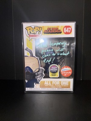 JSA Signed Quote John Swasey Funko Pop! MHA All For One (JSA) with Protector
