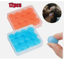 12pc Reusable Silicone Ear Plugs Noise Cancelling Earplugs Protector Study Sleep