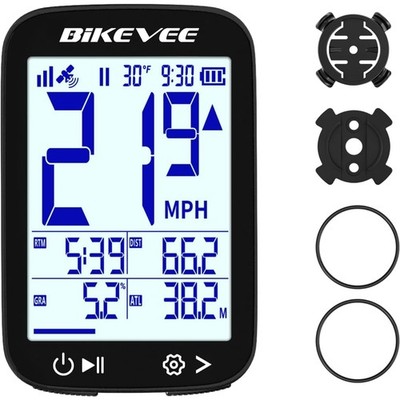 Fahrradcomputer GPS Kabellos 2.4 Zoll Display 28h Akkulaufzeit Schwarz Bikevee