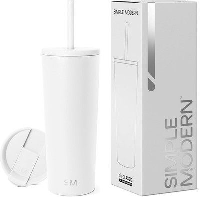 Becher Simple Modern Isoliert Edelstahl Deckel Strohhalm 710 ml schmutzig