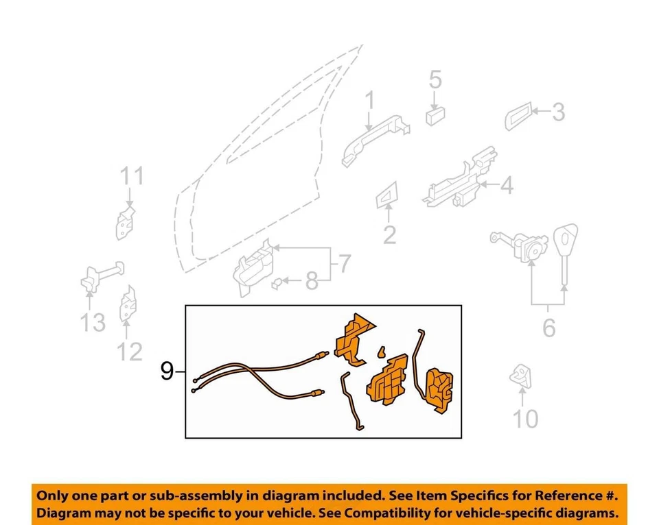 Subaru Forester 2009-2013 pasajero delantero lado derecho cerradura puerta pestillo actuador OE Foto 3 de 4