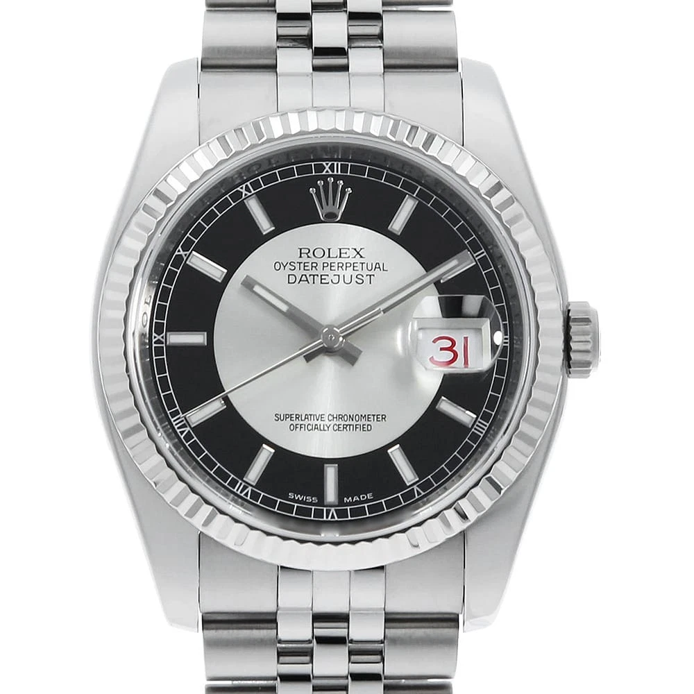 Rolex — ROLEX Datejust 116234 Black x silver 5 row jubilee bracelet Z Number second ...