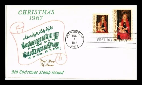 DR JIM STAMPS US COVER CHRISTMAS MADONNA AND CHILD FDC COMBO THERMOGRAPHED