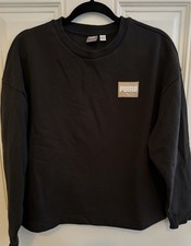 PUMA Black and Tan Logo Fleece Crewneck Sweatshirt Women s Size Medium