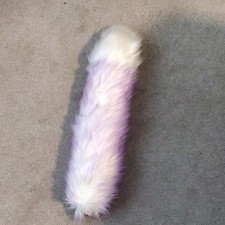 Purple White Faux Fur Costume Tail Accessory, READ DESCRIPTION