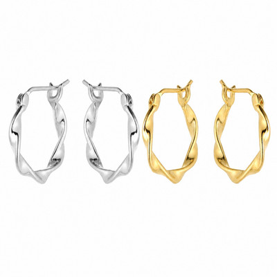 Creolen Twisted Silber 925 Gold Silber Damen Ohrringe Gedreht 17mm, 11mm