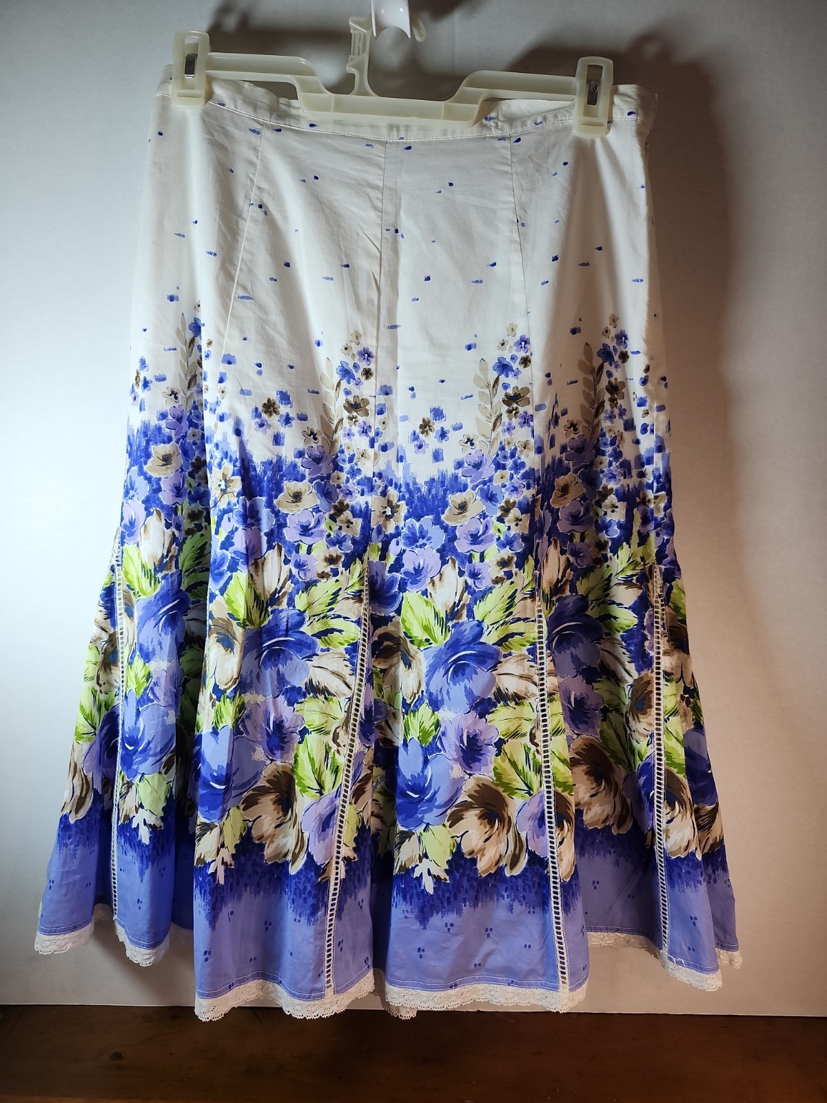 Coldwater Creek Womens Full A-Line Midi Skirt Med  Floral Side Zip
