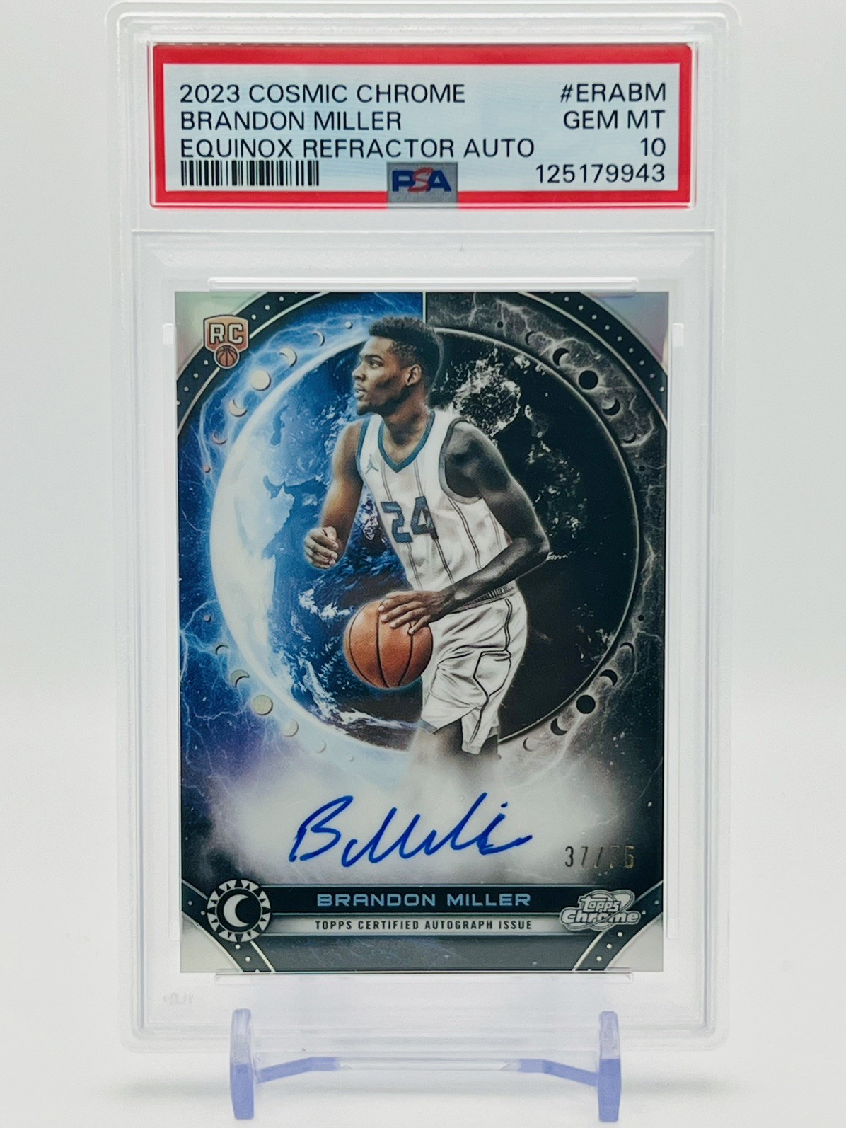 2023 TOPPS COSMIC CHROME EQUINOX AUTO BRANDON MILLER RC /75 PSA 10