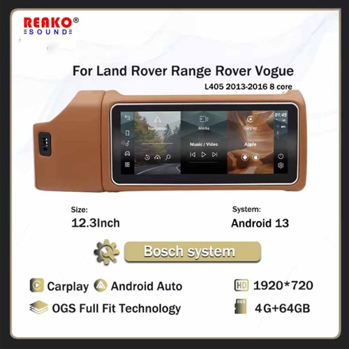 4+64G 12.3" Carplay Per Land Rover Range Rover Vogue 2013-2017 Android13 BT GPS - Picture 3 of 12