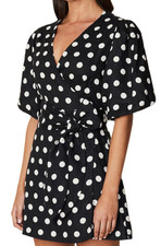 Faithfull The Brand Godiva Short Sleeve Polka Dot Mini Dress / Size AU10 USA6
