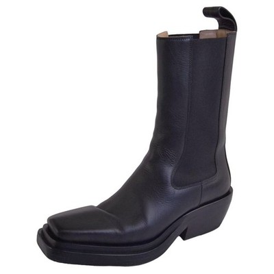 BOTTEGA VENETA BOOTS THE LEAN SIDE GORE LEATHER SHOES 36(23cm) BLACK Used MOLO-0