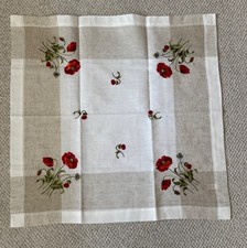 Square Table Cover 34 x 34 with Gorgeous Embroidered Flowers Washable, NEW