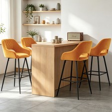 2/4X Bar Stools Velvet/PU Metal Legs Breakfast Stools Kitchen Padded Chairs