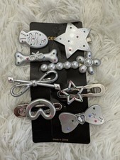 Pearl Multi Design Hair Clip, Hair Pin Card Hair Accessories Silver Set Of 8