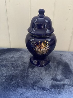 Vintage Kobaltblau Himmlisch Deckeltopf Sonne Mond Sterne Gothic Hexendeko