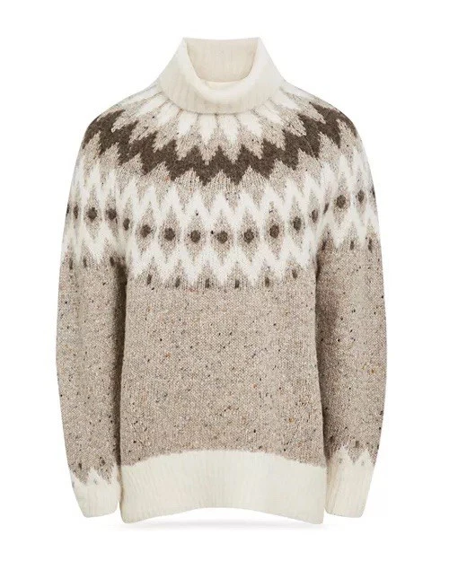 Reiss Amy Fair isle Alpaca Wool Blend Roll Neck Jumper Size S - Image 4 of 4