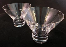 (88) Viski Raye Footed Stemless Crystal Martini Glasses Set Of 2