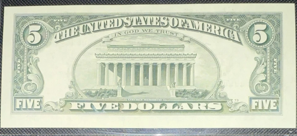 UNC 1988A $5 DOLLAR BILL NEAR SOLID 44444449 SERIAL NUMBER NOTE PAPER MONEY - Image 2 of 2