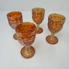 Vintage Indiana Glass Carnival Grape Goblets Iridescent Set 4 Wine Glasses