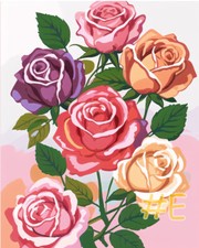 Colorful Rose Blossoms - Printed Needlepoint Canvas for DIY Embroidery FA203