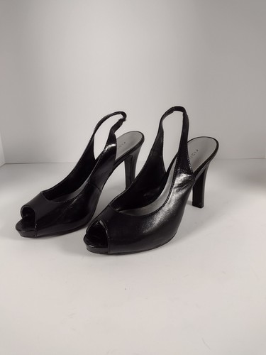 Fioni Open Toe Slingback Black Pumps Size 7 - Picture 3 of 10