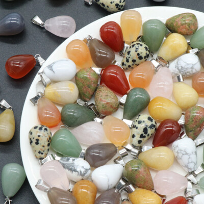 50pcs Mixed Natural Stone Bird Egg Beads Pendants DIY Jewelry Making 13X18mm