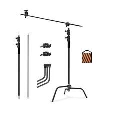 Soonpho Heavy Duty C Stand with Boom Arm,Black Stainless Steel Tripod Base Ad...