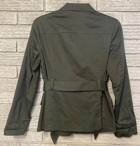 Giacca elastica da donna Anne Klein con cintura 10P verde oliva bottoni oro tasche - Foto 3 di 4
