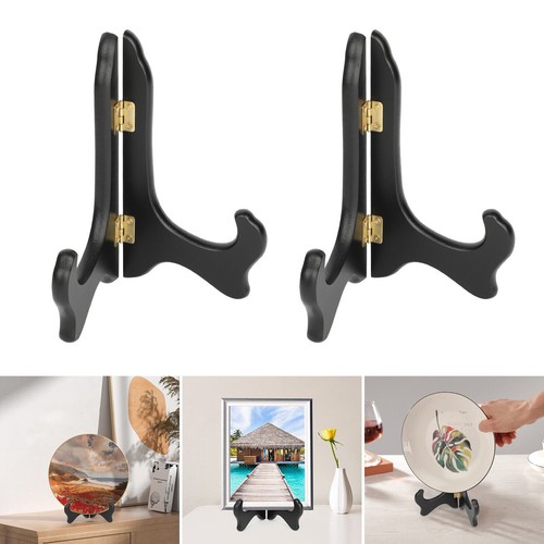 2x 6" Wooden Plate Easel Display Holder Folding Picture Frame Dish Stand Kit - Picture 6 of 12