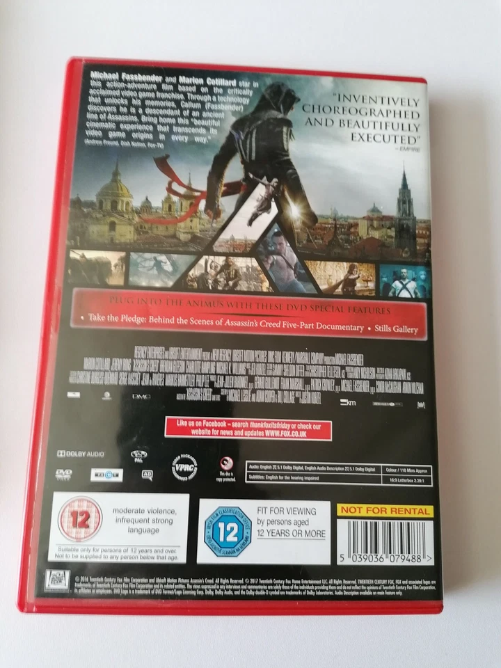 Assassins Creed  -  Michael Fassbender  /  Jeremy Irons DVD  - Image 2 of 2