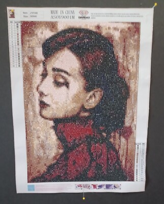 Audrey Hepburn Diamond Painting Canvas Print, Wall Art, Home Decor. Finished 