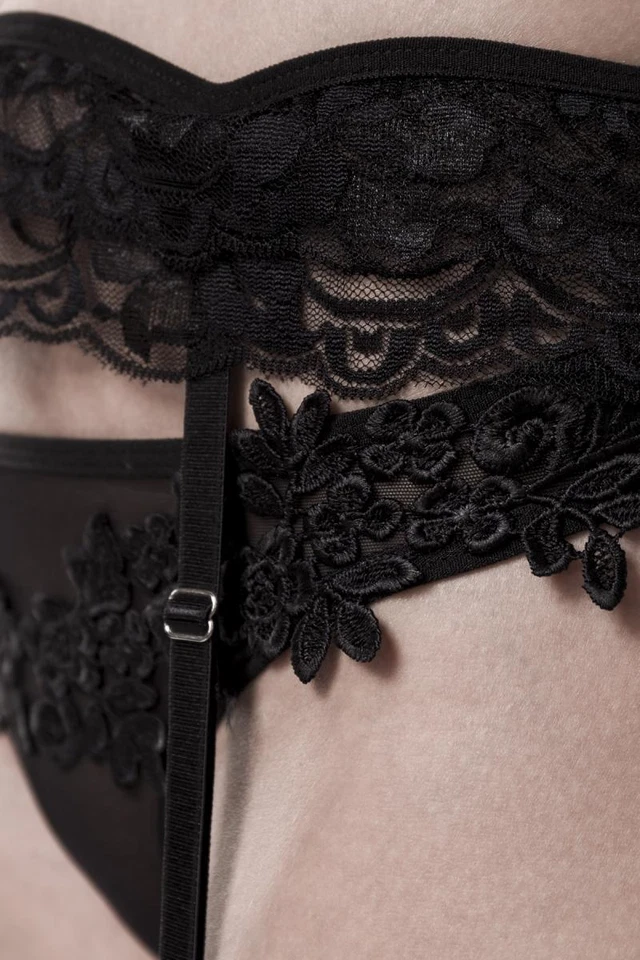 GREY VELVET SET STRAPSHALTER BH STRING spitze clubwear transparent schwarz - Bild 4 von 4