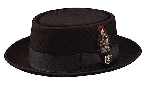 STACY ADAMS * MEN BLACK WOOL PORK PIE 