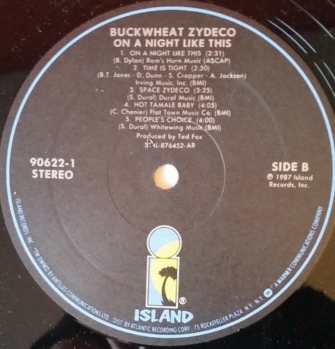 BUCKWHEAT ZYDECO LP ON A NIGHT LIKE THIS ISLAND PROMO 1987 - Imagen 2 de 2
