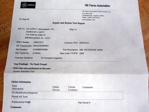 GE/Fanuc IC600BF949K ASCII I/O Card  44A717587-G01 - Picture 5 of 8