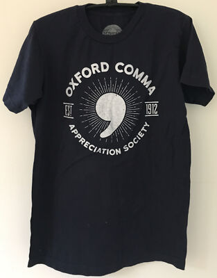 Boredwalk Grammar Nerd Oxford Comma Appreciation Society Navy Blue T Shirt S 38''