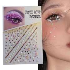 Face Gems Adhesive Glitter Jewel Tattoo Sticker Festival Rave Party Body Make Up