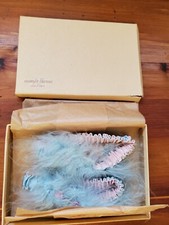 2 VINT 1940s BLUE ELASTIC WEDDING GARTERS W/MARIBOU- ORIGINAL NEIMAN MARCUS BOX