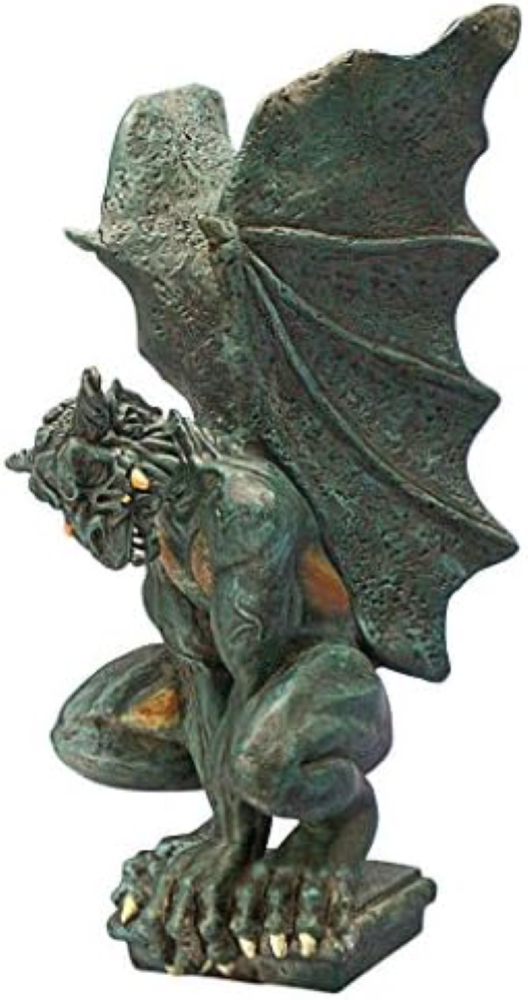 Design Toscano PD1570 Statua di Talisman, Gargoyle dell'Eclisse, Verde, 7.5x12.5