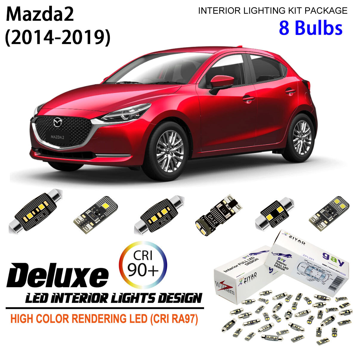 LED Interior Light Kit for Mazda2 2014-2019 Mazda 2 Accessories