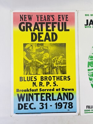 JANIS JOPLIN & GRATEFUL DEAD REPRODUCTION CONCERT CARDBOARD