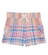 Wonder Nation Girls Pull-On Shorts Pink  Blue Plaid Size Large 10-12 Plus NWT