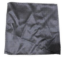 Unbranded Pocket Square Handkerchief Hand Made 8"X8" Silver-Navy Blue 100 Silk