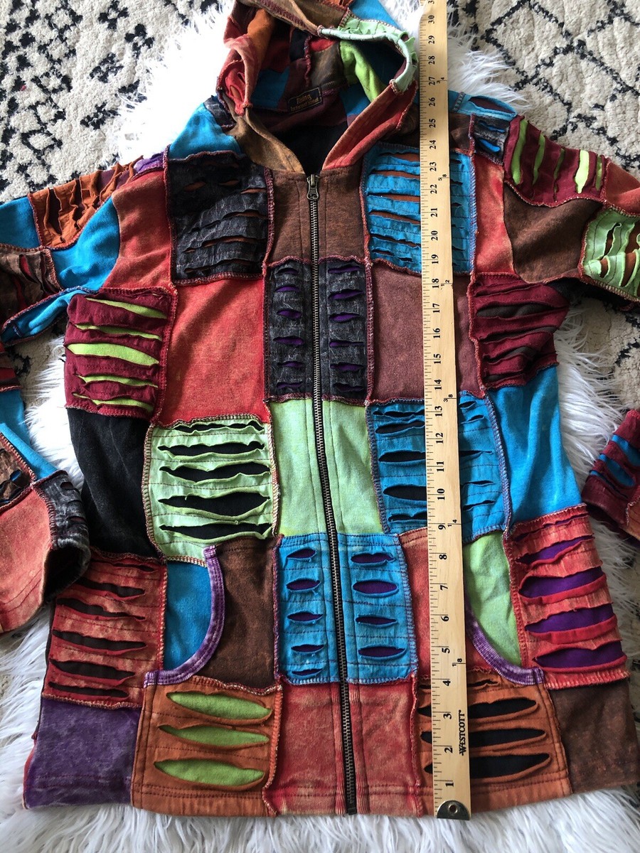 Rising International Patchwork Hoodie Large? Full Zip Boho